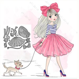 Hot New Metal Cutting Dies Beauty Beautiful Cute Girl & Dog Stencils for Making Scrapbooking Album Paper Cards Embossing Cut Die