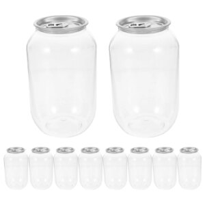 10 Pcs 500ml Canning Jars for Juice Soda Milk Tea Coffee Beverages Storage Drink Containers Easy Open Lid Portable Transparent