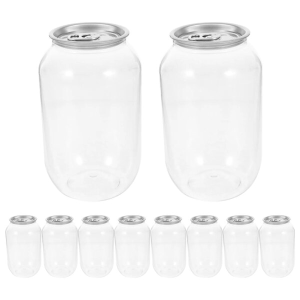 10 Pcs 500ml Canning Jars for Juice Soda Milk Tea Coffee Beverages Storage Drink Containers Easy Open Lid Portable Transparent
