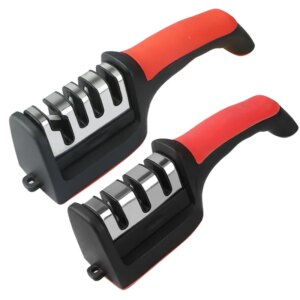 Knife Sharpener Handheld Multi-function 3 Stages Type Quick Sharpening Tool With Non-slip Base Kitchen Knives Accessories Gadget