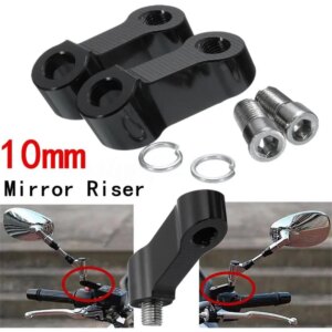 1Pair Universal Motorcycle Mirror Mount Risers left right MMRM10CA For Honda Yamaha Suzuki Kawasaki Ducati BMW HarleyDavidson
