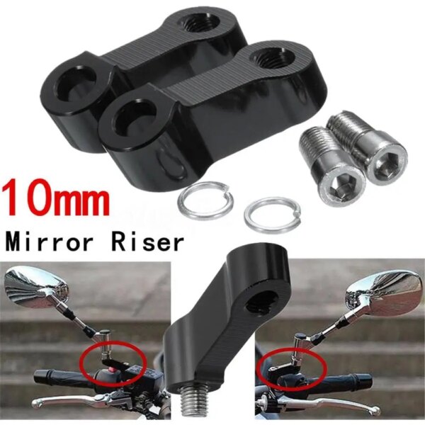 1Pair Universal Motorcycle Mirror Mount Risers left right MMRM10CA For Honda Yamaha Suzuki Kawasaki Ducati BMW HarleyDavidson