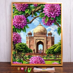 Flower Dahlia Pre-Printed Cross-Stitch DIY Embroidery Complete Kit Handmade Needlework Hobby Knitting Floss Design Different