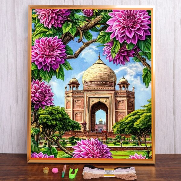 Flower Dahlia Pre-Printed Cross-Stitch DIY Embroidery Complete Kit Handmade Needlework Hobby Knitting Floss Design Different