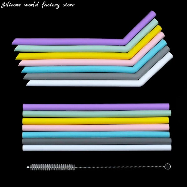 Silicone World Reusable Silicone Straw Foldable Straight Tube Elbow Straw Juice Milk Tea Beverage Straight Straw Party Bar Tools