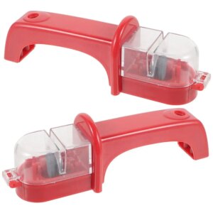 Red ABS Handheld Knife Sharpener Sharpening Tool Convenient Scissor Household Kitchen Tool Storage Wall Hanging Ergonomic