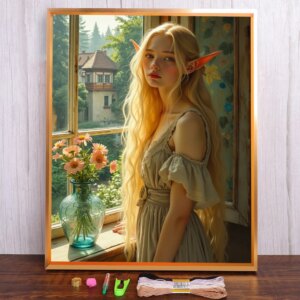 Portrait Girl Printed Fabric Cross-Stitch DIY Embroidery Full Kit Handmade Sewing Painting Needlework Package Floss Stamped
